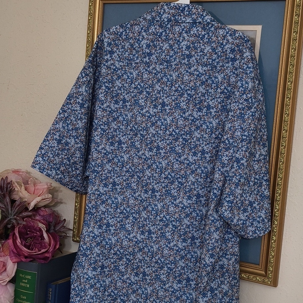 Performance Lightweight Blue Floral Men's Shirt Large Outdoors Party Casual - Picture 7 of 9